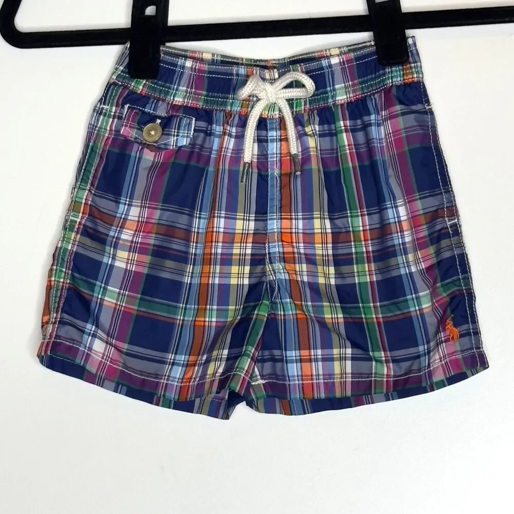 Polo Ralph Lauren Plaid Swim Trunks Toddler Boys Size 18 Months